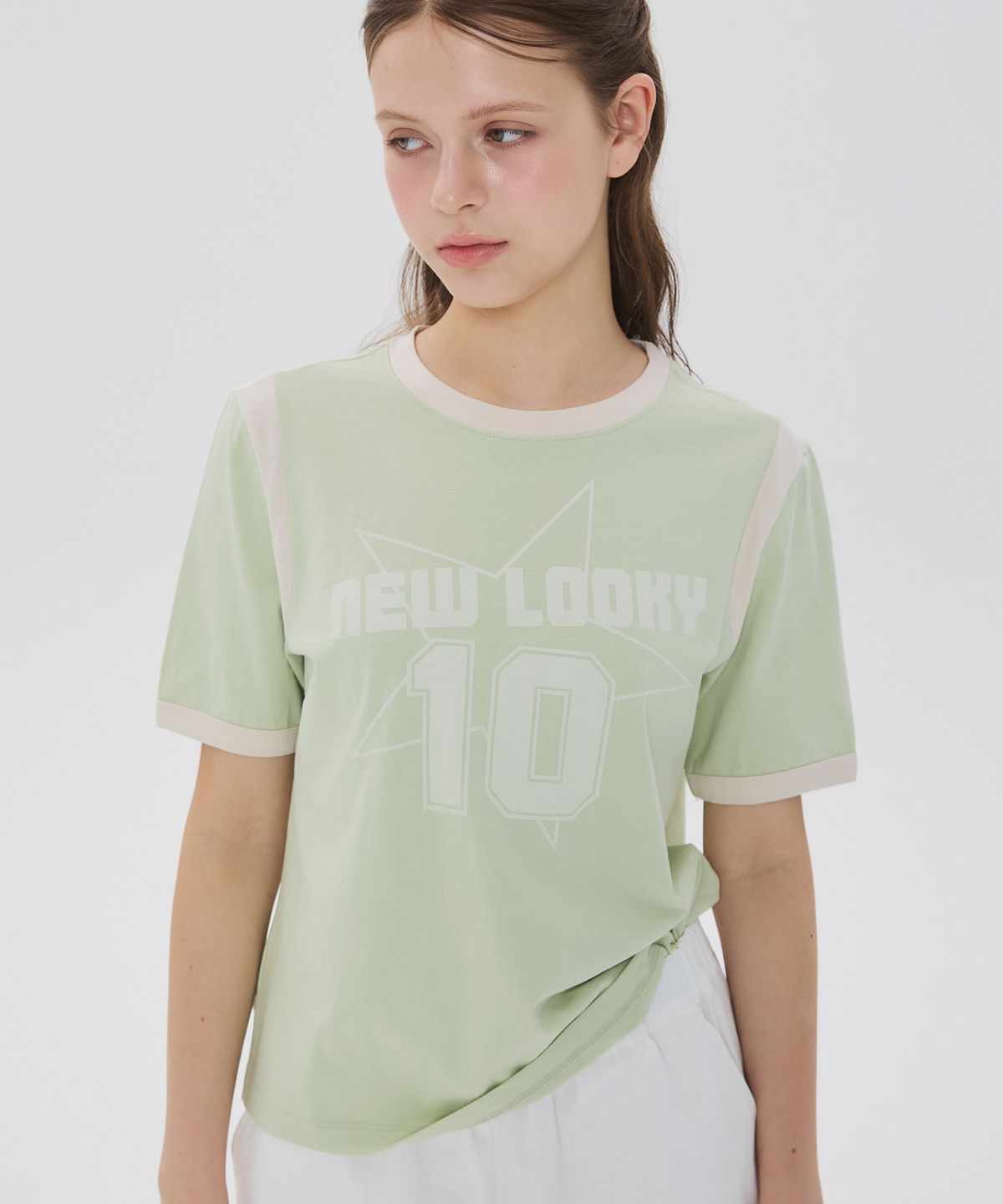 뉴루키(NEW LOOKY) Color block short sleeve t-shirt _Mint