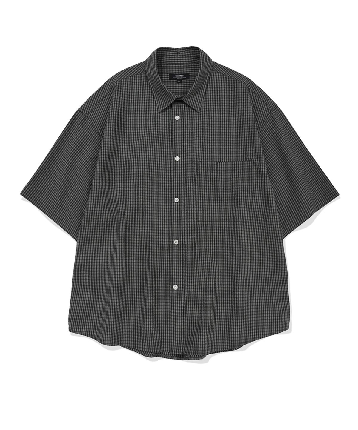 카네이테이(KANEITEI) HERITAGE MINIMAL CROPPED CHECK HALF SHIRT (CHARCOAL)