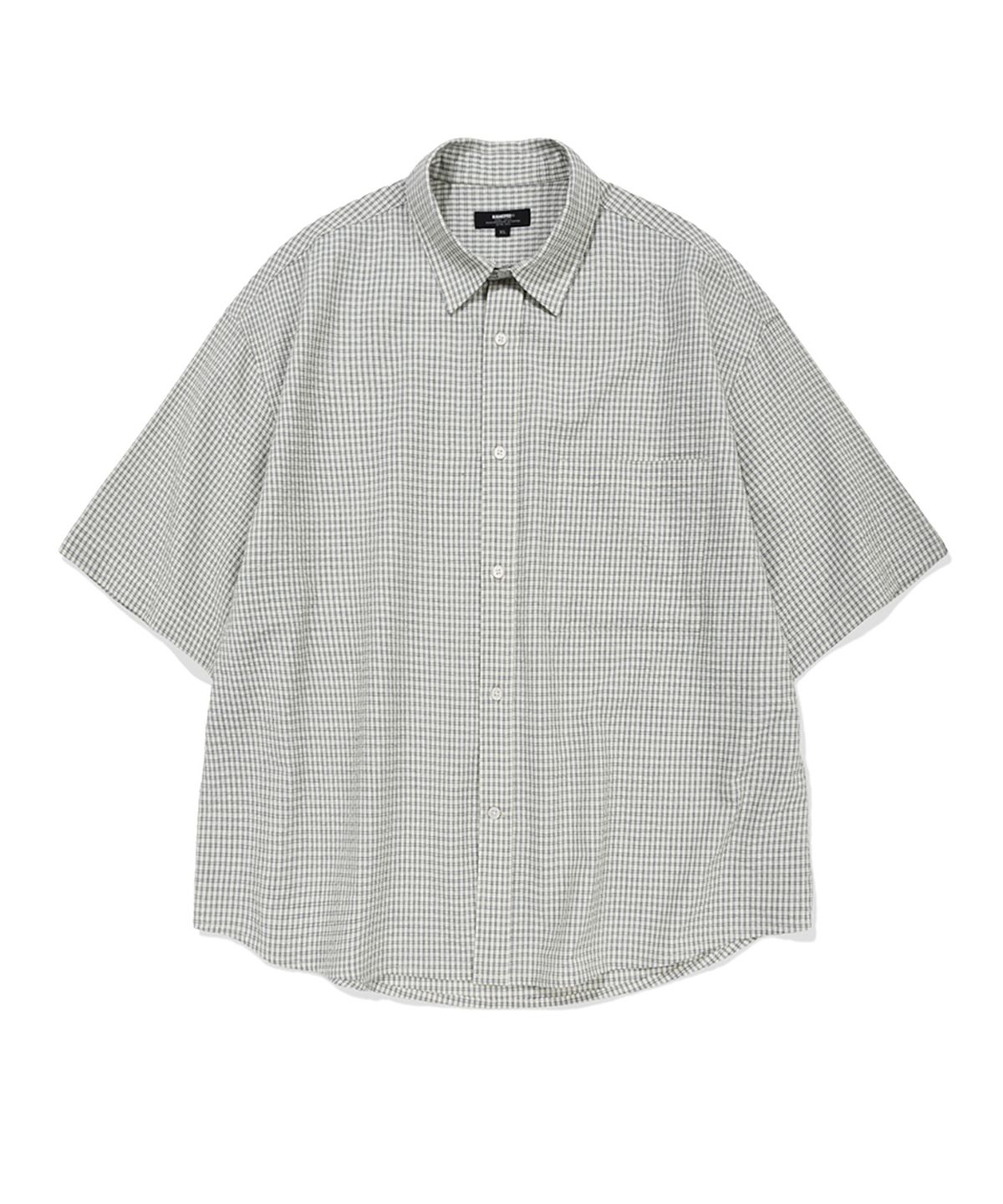 카네이테이(KANEITEI) HERITAGE MINIMAL CROPPED CHECK HALF SHIRT (CREAM)