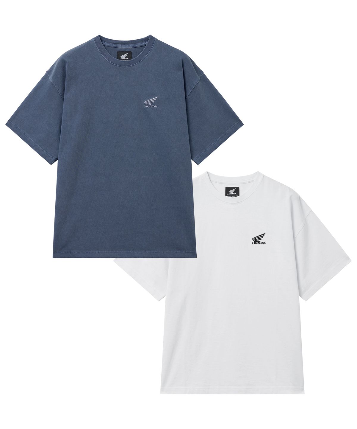 핍스 모터사이클(PHYPS MOTORCYCLE) [2Pack] Original Wing Logo Pigment Short Sleeve Blue & White