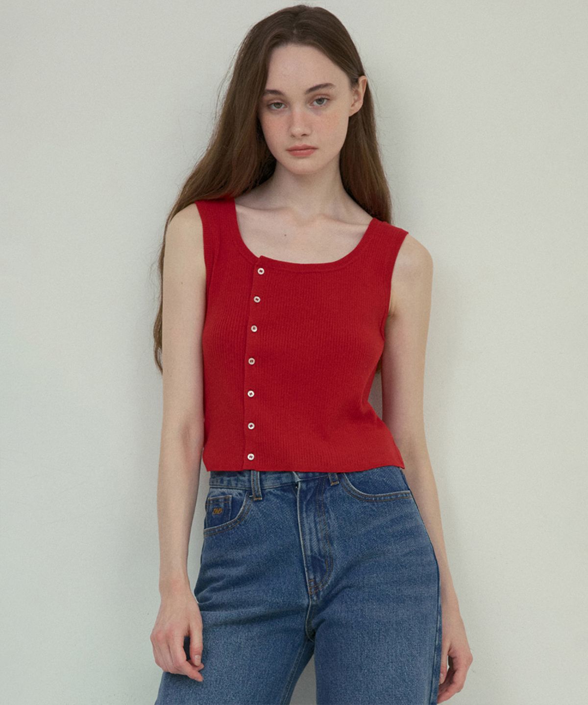 아우어노스텔지아(OURNOSTALGIA) Cider linen knit sleeveless_Red(OC25-KN07)