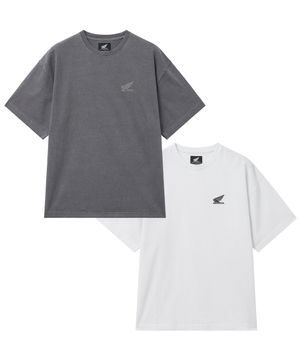 [2Pack] Original Wing Logo Pigment Short Sleeve Charcoal & White