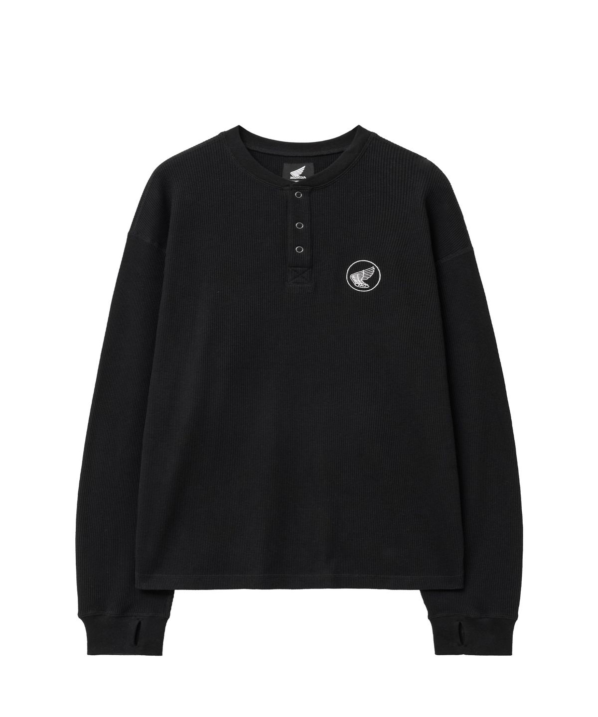 핍스 모터사이클(PHYPS MOTORCYCLE) Waffle Henry Neck Long Sleeve Black