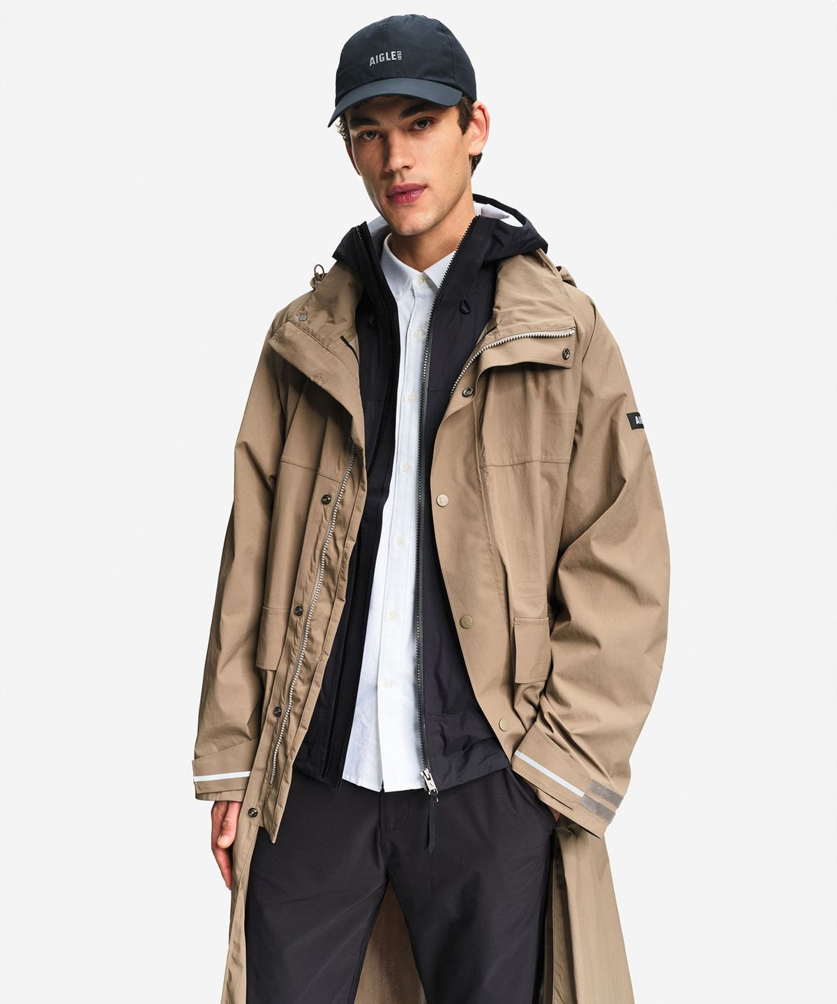 에이글(Aigle) 남성 MTD 울트라 롱 리플렉티브 바이크 레인코트 AIS26MOUT001WAL