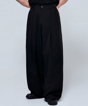 P2619 멀티 투턱 와이드 슬랙스 [블랙]