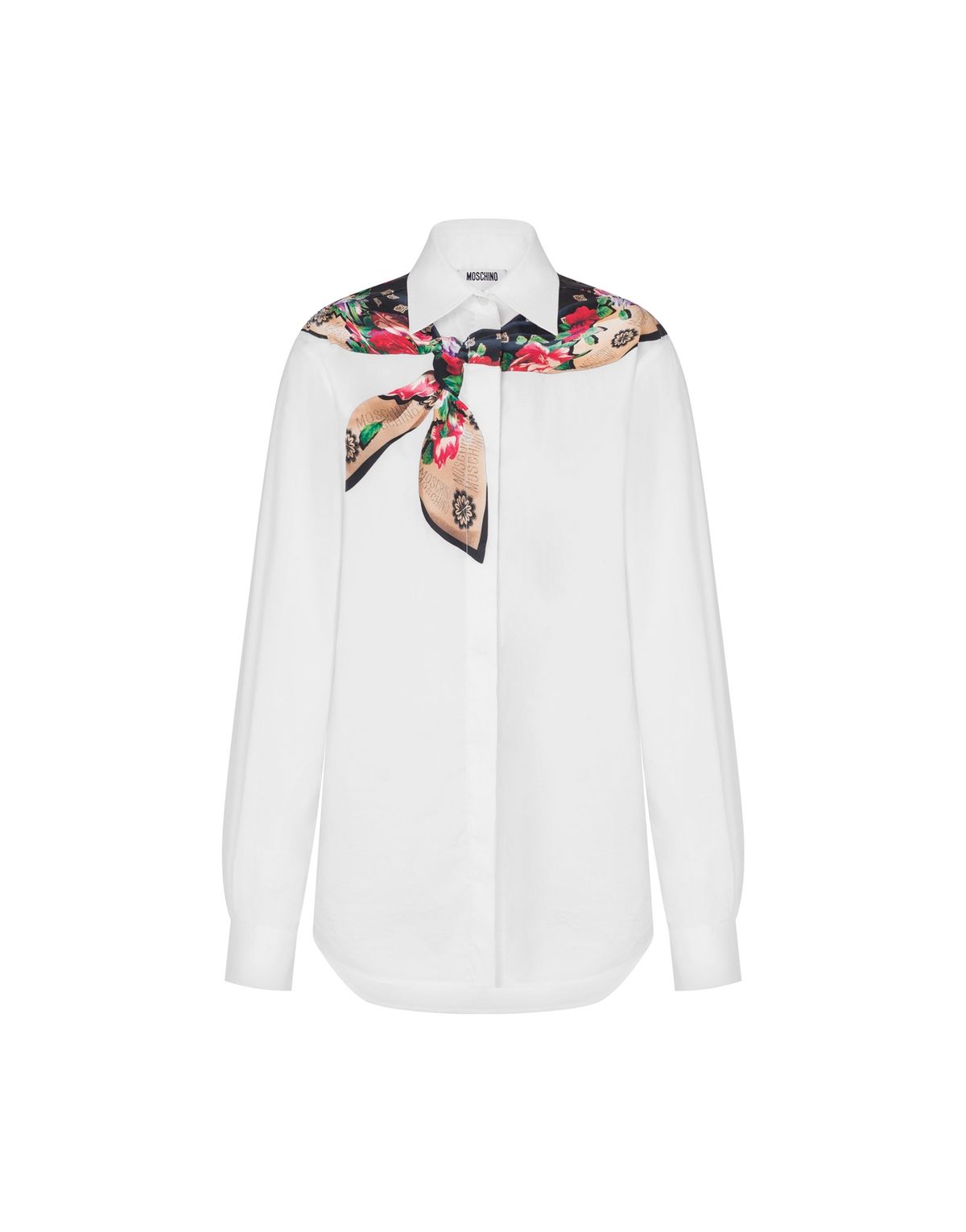 모스키노(MOSCHINO) 스카프 포인트 스트레치 코튼 포플린 셔츠