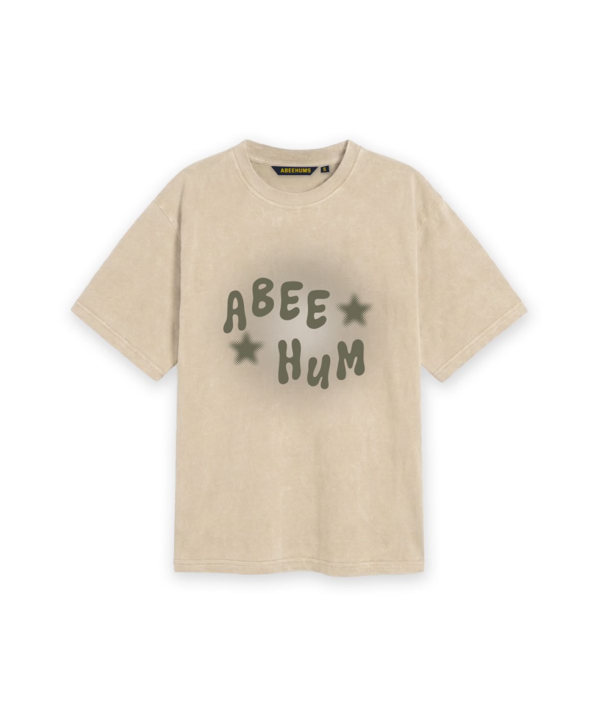 어비험즈(ABEEHUMS) 피그먼트 다잉 펑크 반팔 티셔츠 ABH365-110 베이지
