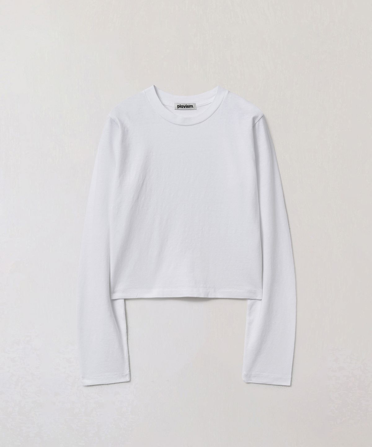 플라비즘(PLAVISM) Women Crop Long Sleeve Tee - White