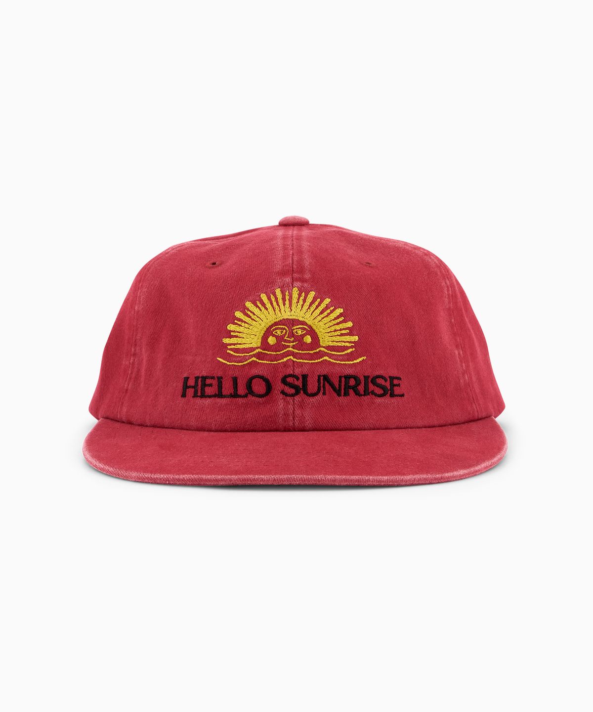 헬로 선라이즈(HELLO SUNRISE) Washed Two Tone Logo 6Panel Cap_VTG Red
