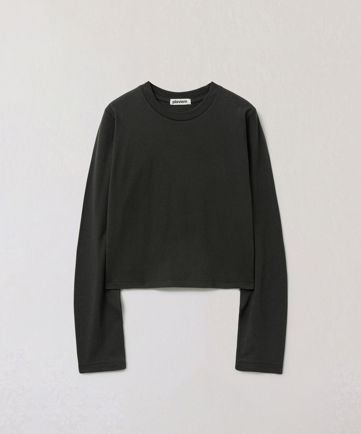 플라비즘(PLAVISM) Women Crop Long Sleeve Tee - Black
