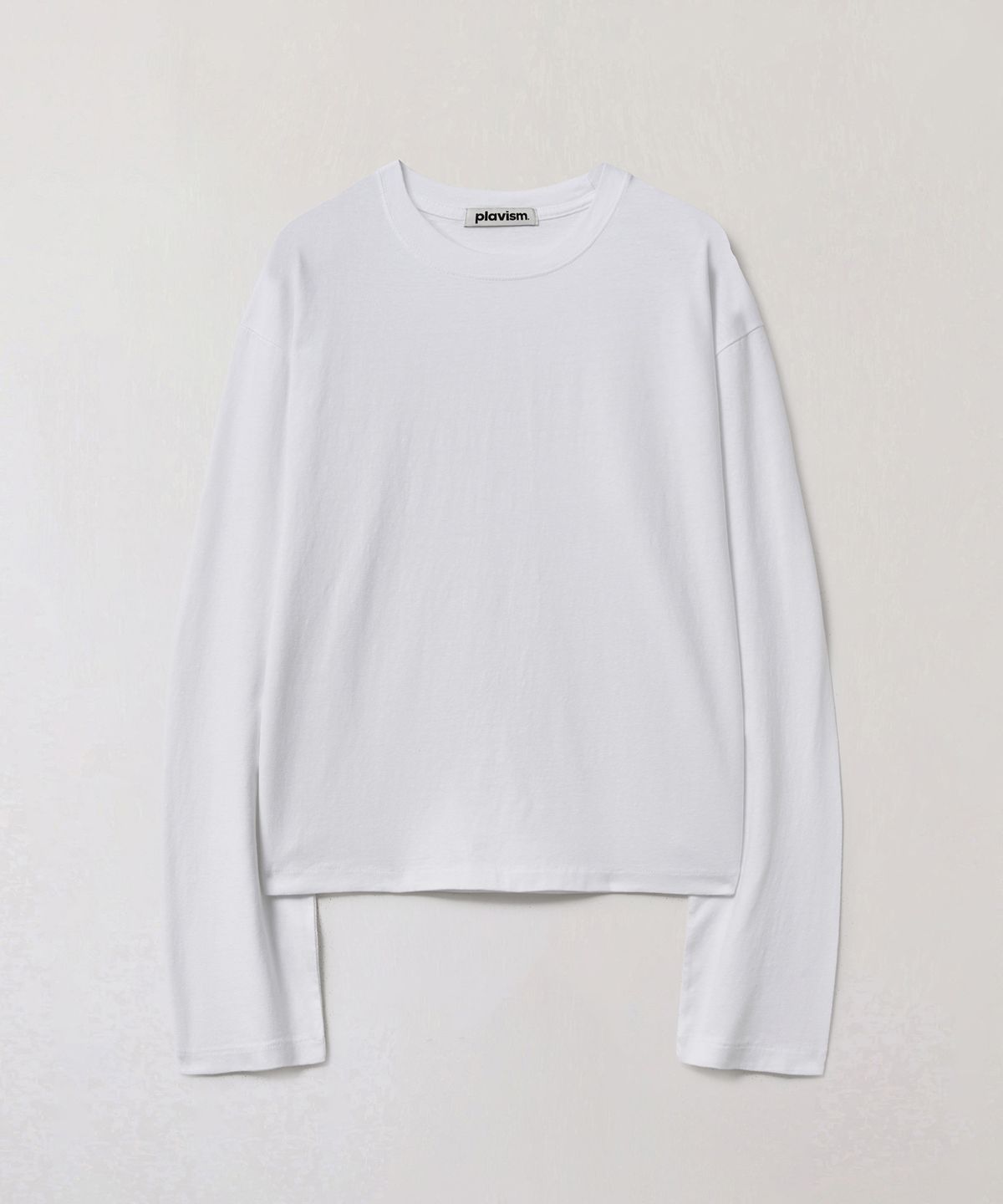 플라비즘(PLAVISM) Men Crop Long Sleeve Tee - White