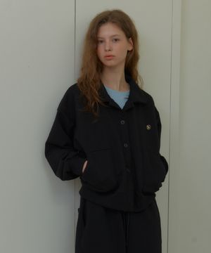 ANC BUTTON COLLAR SWEAT CARDIGAN_BLACK