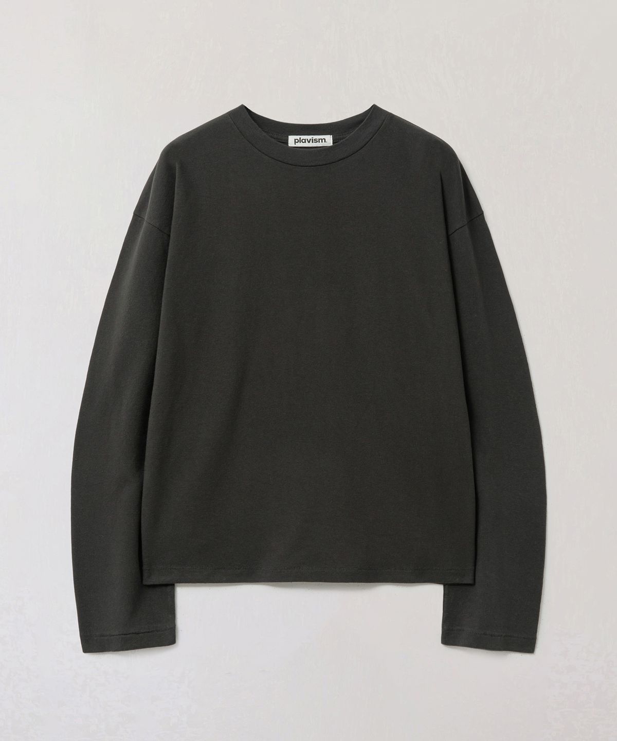 플라비즘(PLAVISM) Women Plain Relaxed Long Sleeve T-Shirt - Black