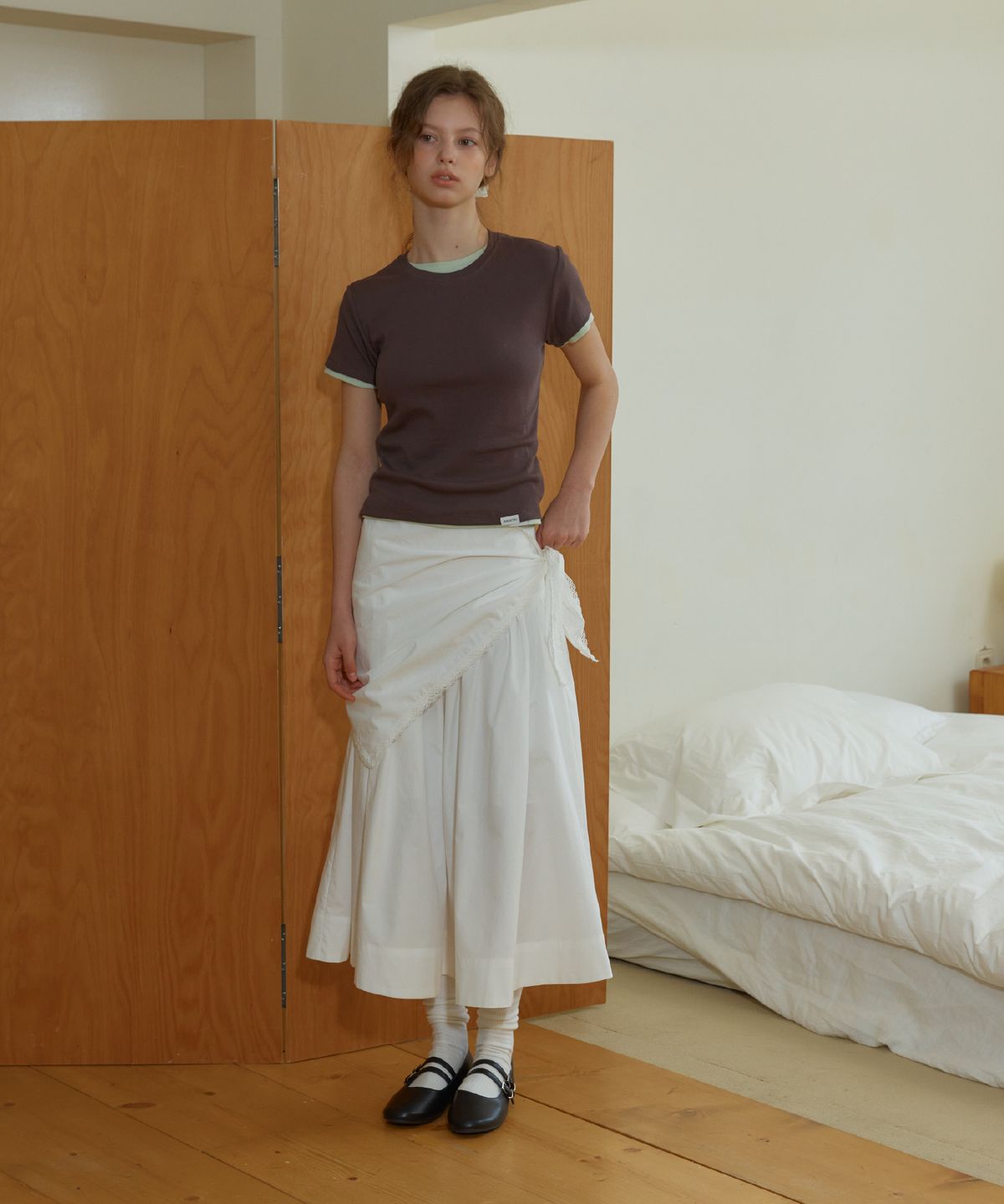 아노에틱(ANOETIC) ANC SOFT SCARF FLARE SKIRT_WHITE