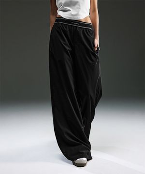 W DOUBLE LINE BAND WIDE PANTS [BLACK]