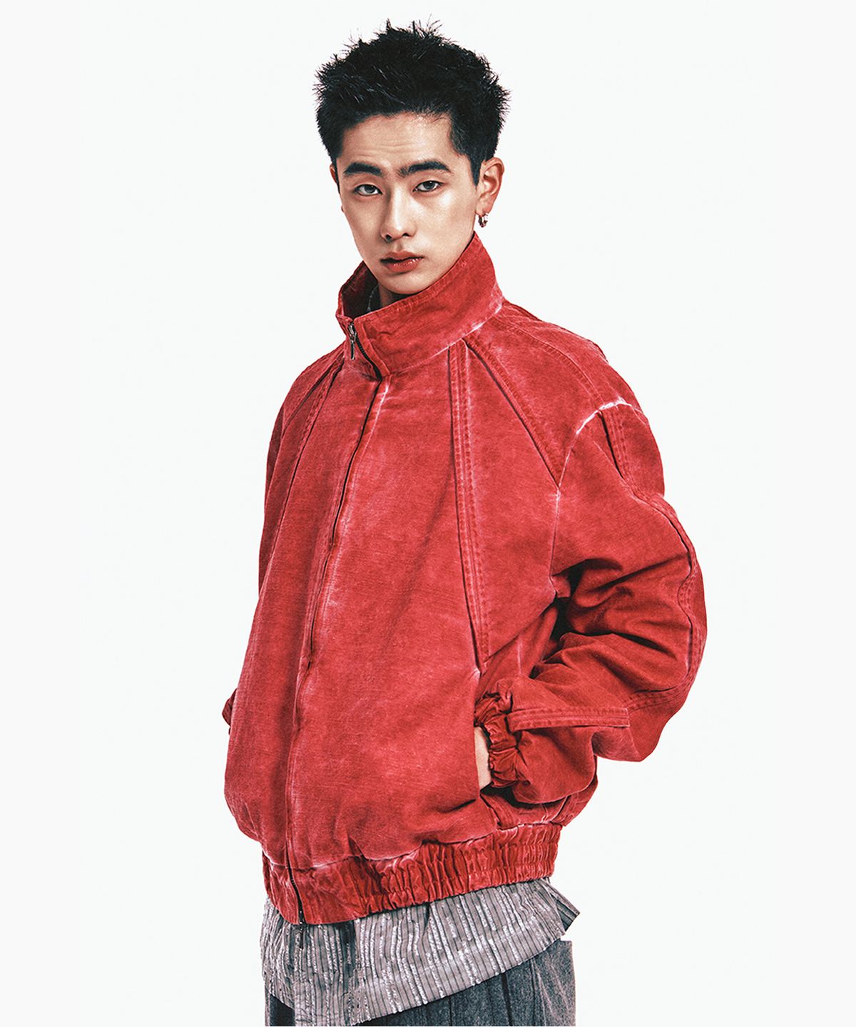 엔드릭스(EDLIX) Edge-Bound Dyed High-Neck Jacket (Muted Pink)