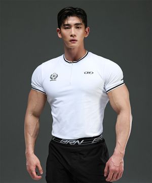 BRN EMBLEM HALF ZIP-UP JERSEY [WHITE]