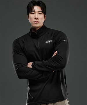 SYMBOL B SEMI MUSCLE FIT HALF ZIP-UP LONG SLEEVE [BLACK]