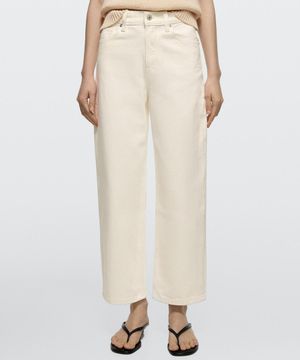 Mid-rise cropped wide-leg jeans
