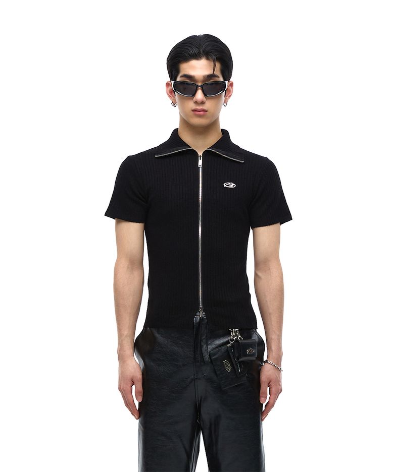 LOGO TWO WAY HALF ZIP UP KNIT