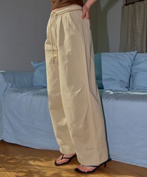 레인 와이드 팬츠-베이지