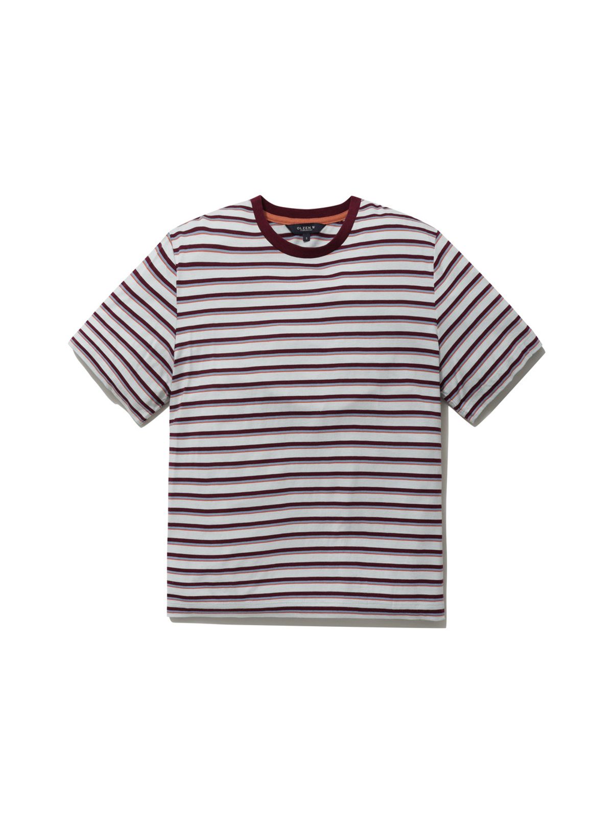 올젠(OLZEN) 여성 스트라이프 라운드 반팔티_ZLG2TR2304MT