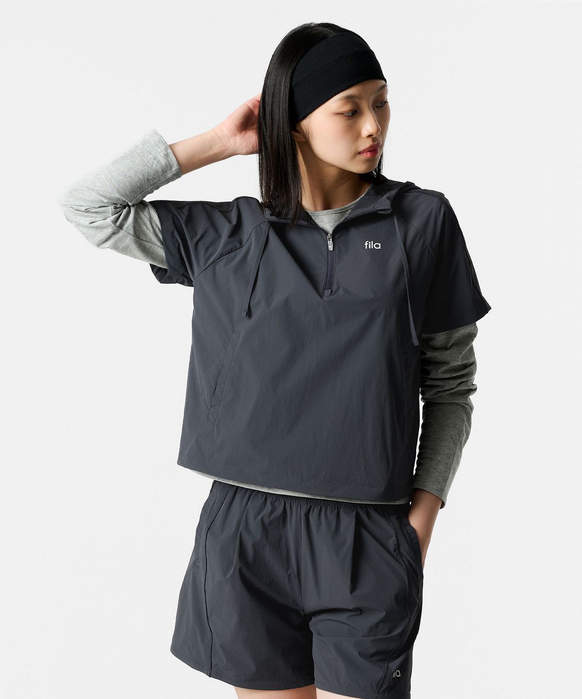 휠라(FILA) Coldwave+ 쿨링 우븐 스트레치 아노락 반팔(FS262JK02F005006)