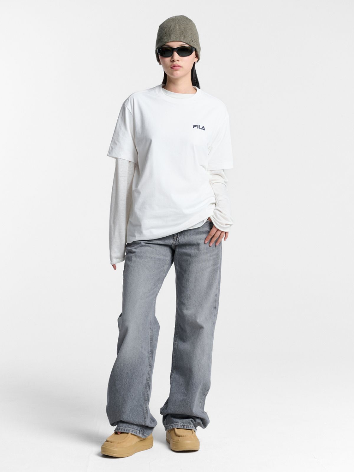 휠라(FILA) Drywave 빅리니어 레터링 반팔티(FS262RS01X021191)