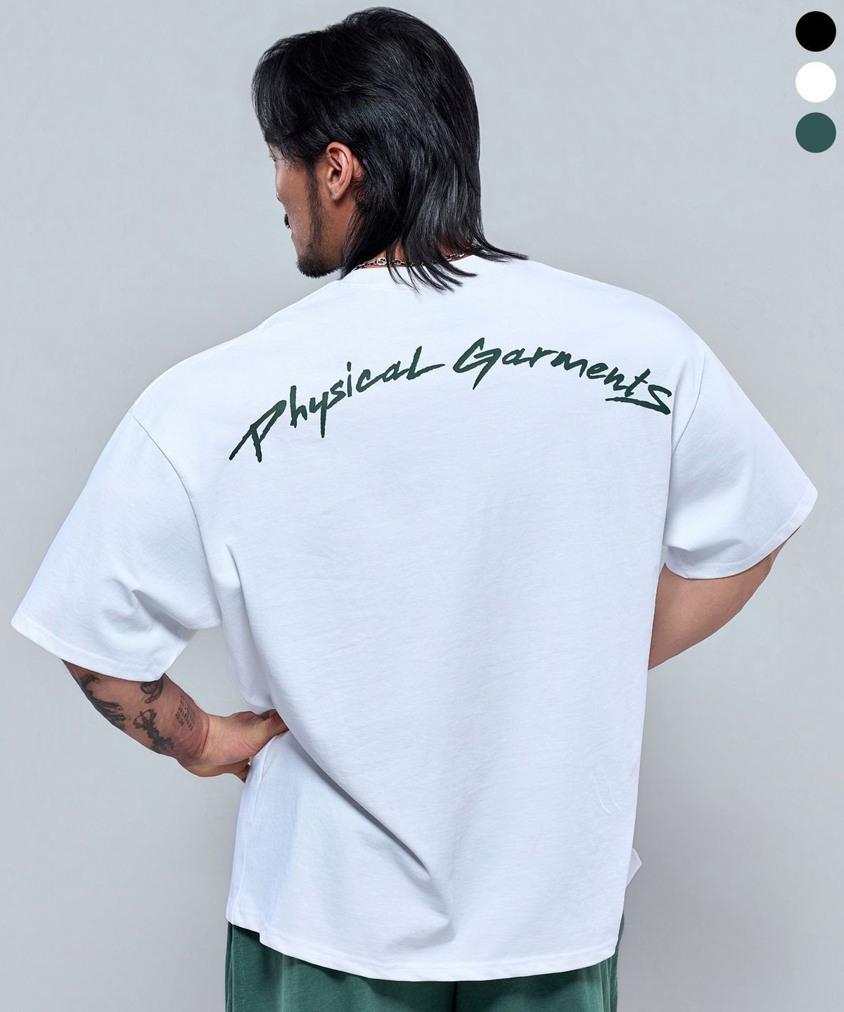 피지컬가먼츠(PHYSICAL GARMENTS) P2623 백레터링 어드숄더핏 반팔 [3COLOR]