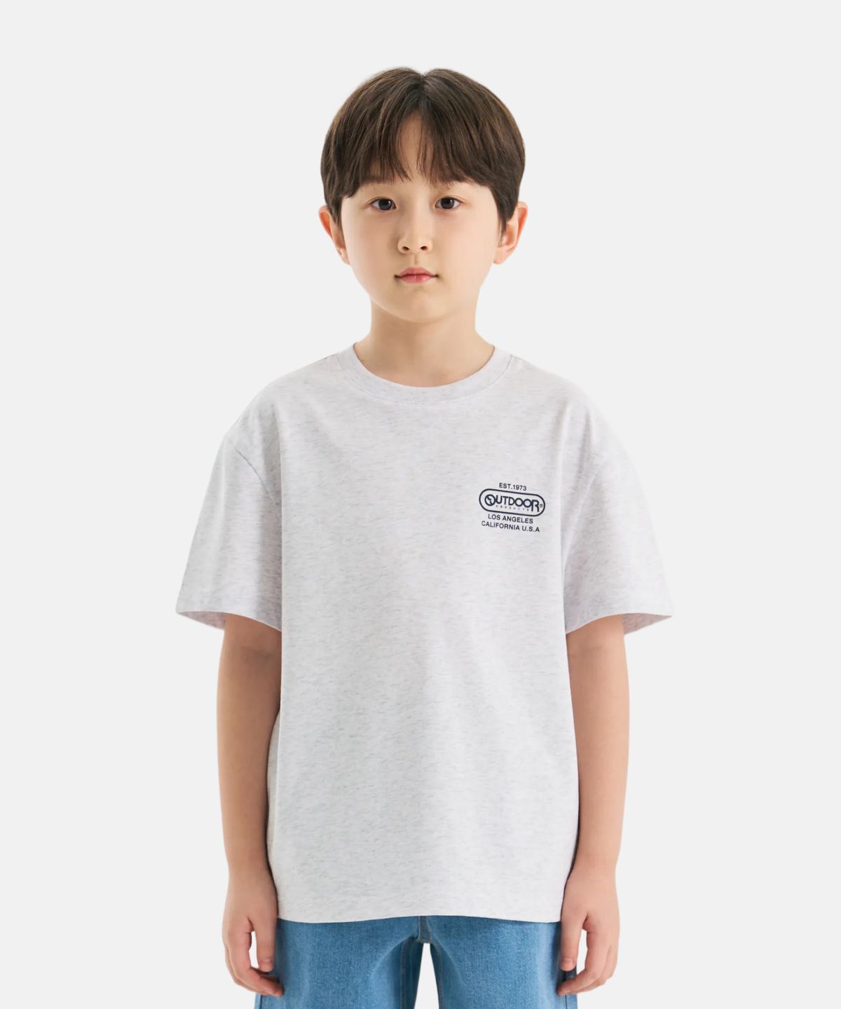 아웃도어 프로덕츠 키즈(OUTDOOR PRODUCTS KIDS) 바캉스 백 그래픽 반팔 티셔츠 (멜란지 화이트) OD262ISS15_MWH