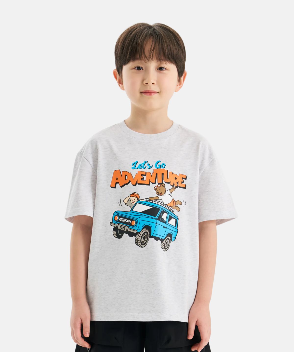 아웃도어 프로덕츠 키즈(OUTDOOR PRODUCTS KIDS) 어드벤처 그래픽 반팔 티셔츠 (멜란지 화이트) OD262ISS17_MWH
