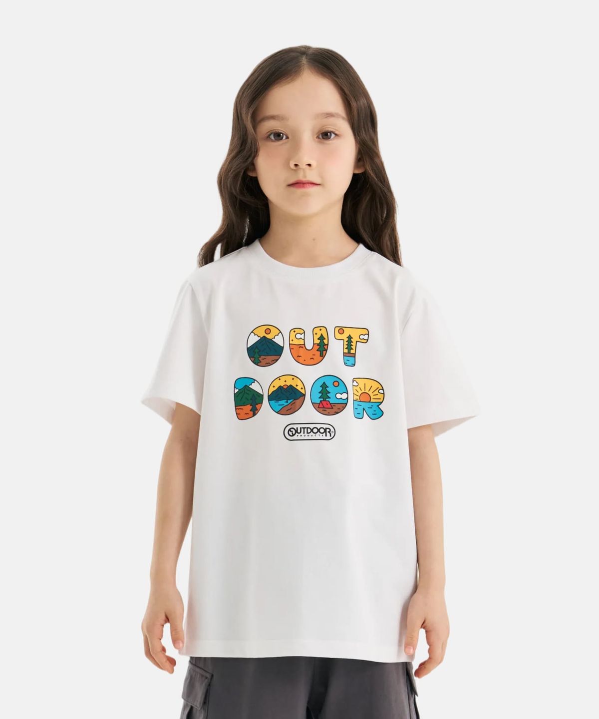 아웃도어 프로덕츠 키즈(OUTDOOR PRODUCTS KIDS) 아웃도어 그래픽 반팔 티셔츠 (오프 화이트) OD262ISS18_OWH