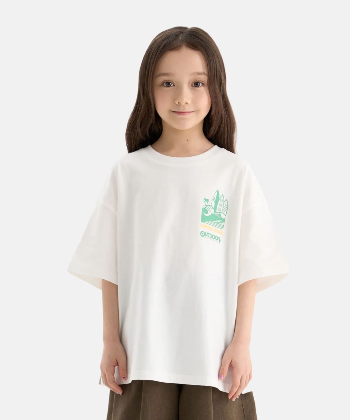아웃도어 프로덕츠 키즈(OUTDOOR PRODUCTS KIDS) 서핑비치 그래픽 반팔 티셔츠 (아이보리) OD262ISS19_IVY