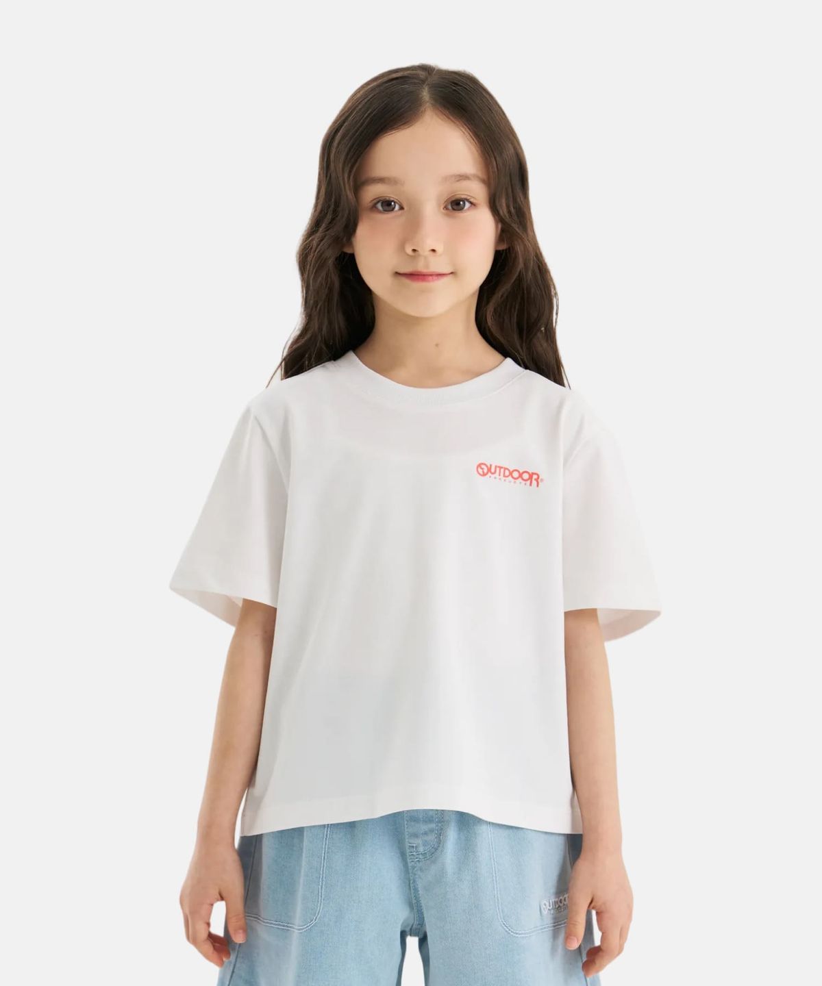 아웃도어 프로덕츠 키즈(OUTDOOR PRODUCTS KIDS) 여아 백 그래픽 반팔 티셔츠 (오프 화이트) OD262ISS72_OWH