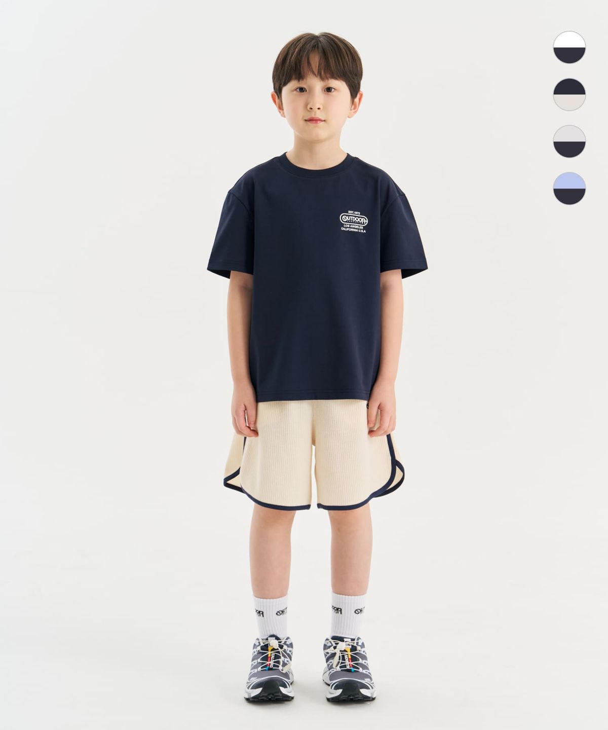 아웃도어 프로덕츠 키즈(OUTDOOR PRODUCTS KIDS) [세트상품]바캉스 백그래픽 반팔티+와플 돌핀 쇼츠 (4color)