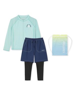 키즈 프레시벤트 래쉬가드+레이어드 레깅스 스윔 SET (AQUA BLUE)