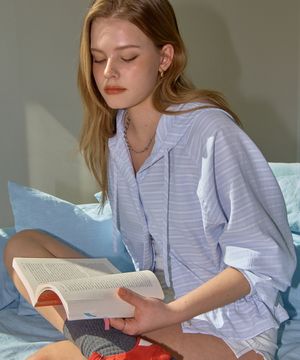 신디 후디 크롭 셔츠 자켓-라이트 블루