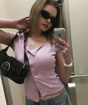 이디스 버튼 업 블라우스-핑크