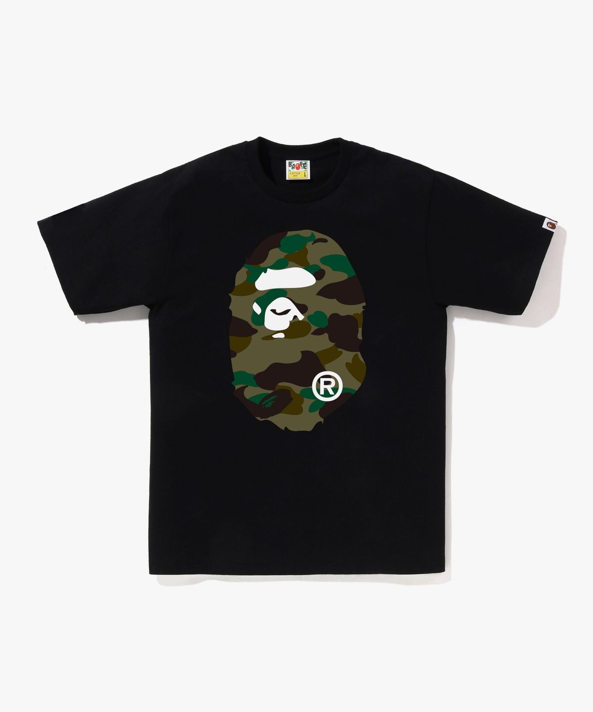 베이프(BAPE) 퍼스트 카모 빅 에이프 헤드 티셔츠(M) BLACK/GREEN