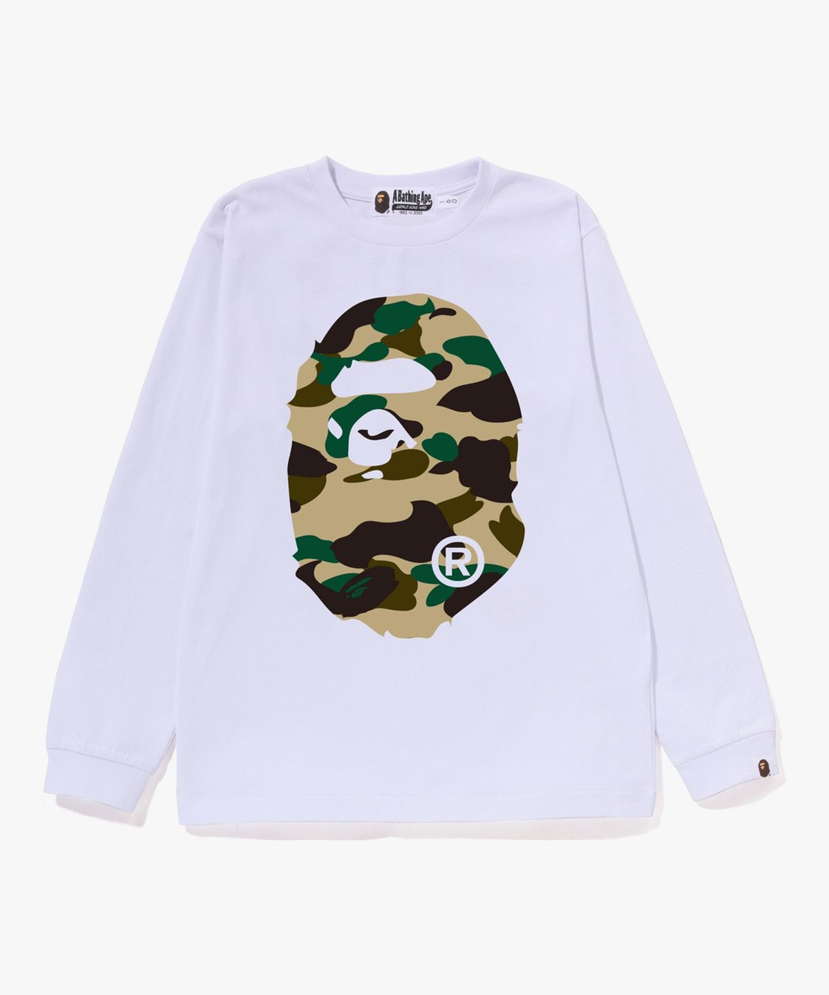 베이프 키즈(BAPE KIDS) 퍼스트 카모 빅 에이프 헤드 롱슬리브 티셔츠(JR) WHITE / YELLOW
