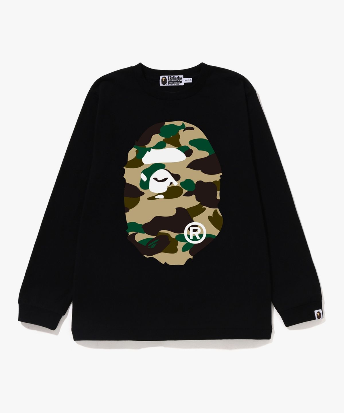 베이프 키즈(BAPE KIDS) 퍼스트 카모 빅 에이프 헤드 롱슬리브 티셔츠(JR) BLACK / YELLOW