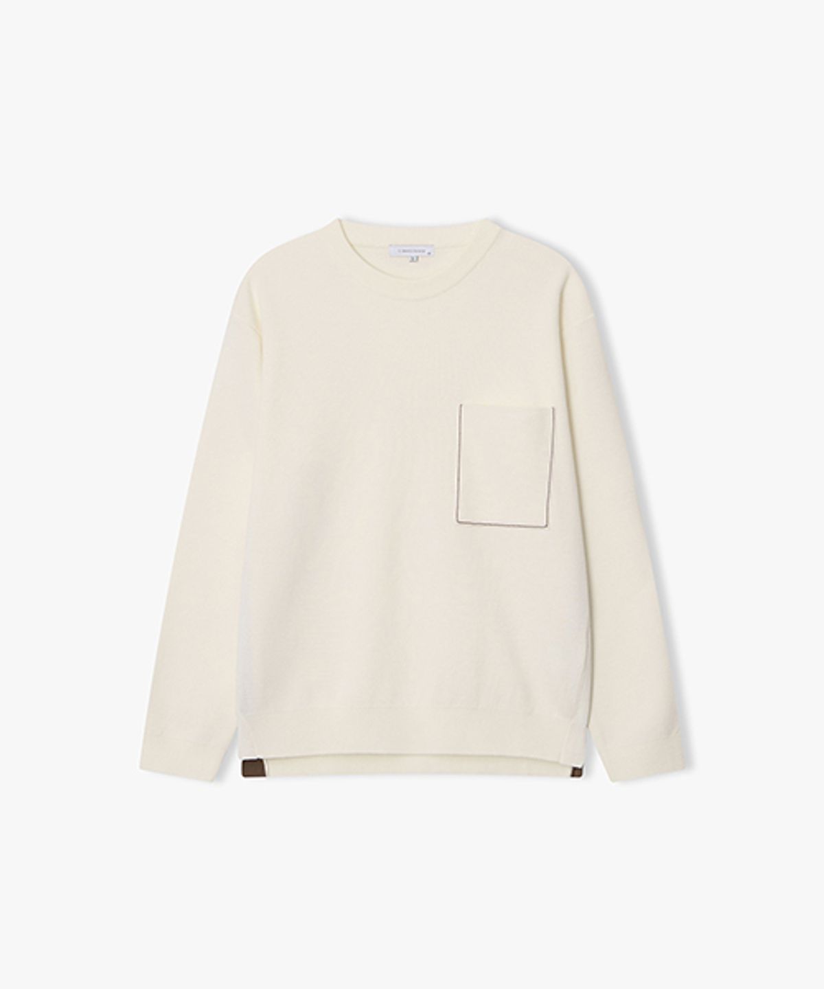 리버클래시(LIBERCLASSY) [26SS] LMS51722 아이보리 포인트 포켓 트리밍 라운드 니트