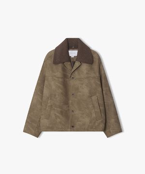 [26SS] LMS22707 베이지 니트 칼라 레더 텍스쳐 점퍼