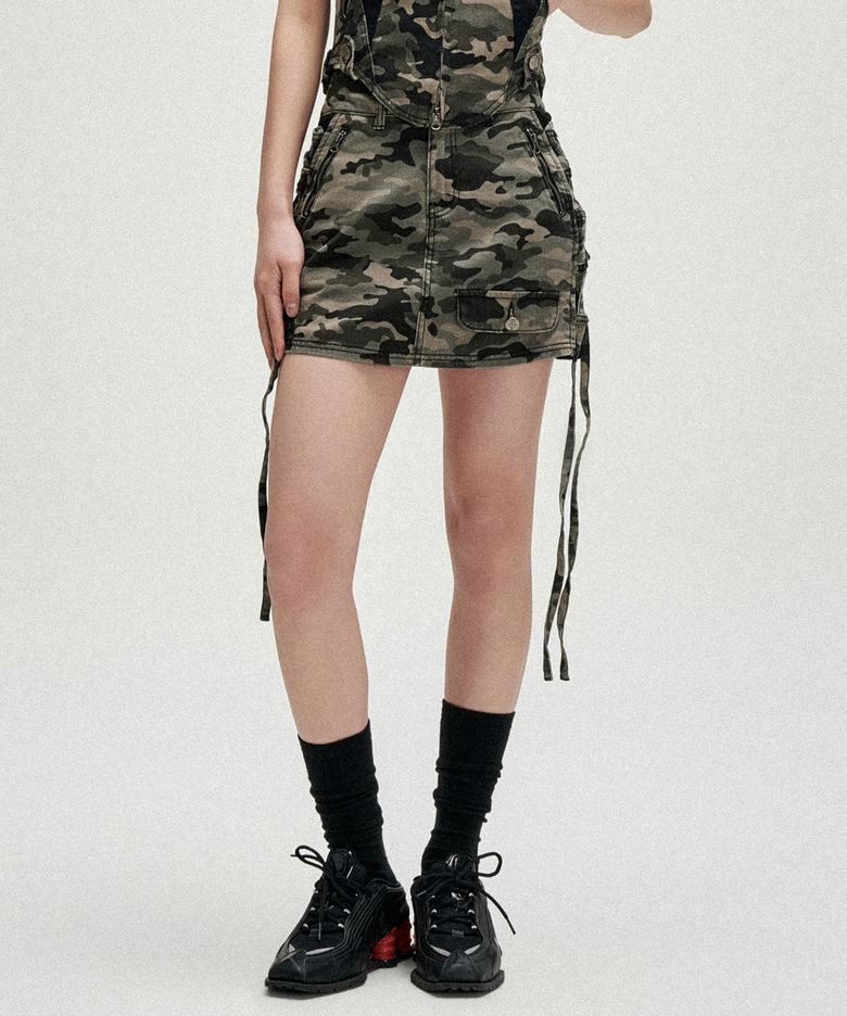 W Laced Side Panel Mini Skirt - Black
