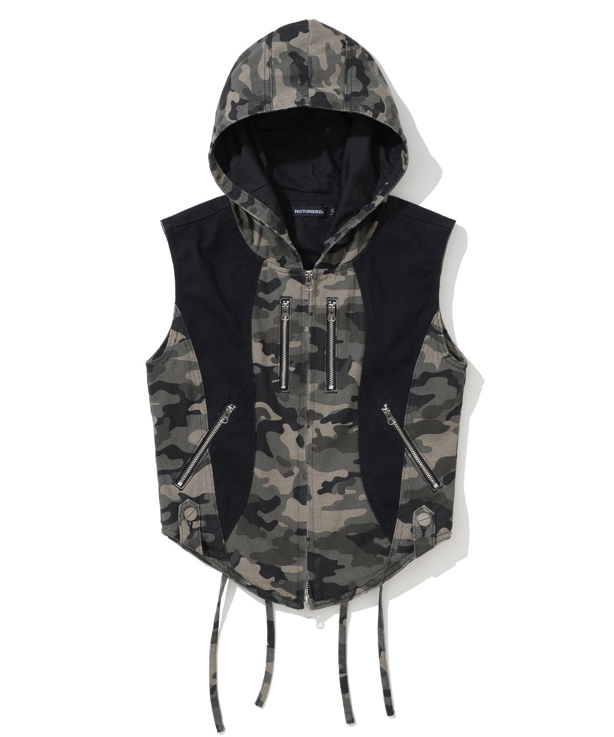 낫포너드(NOT4NERD) W Camo Panel Hood Vest - Black