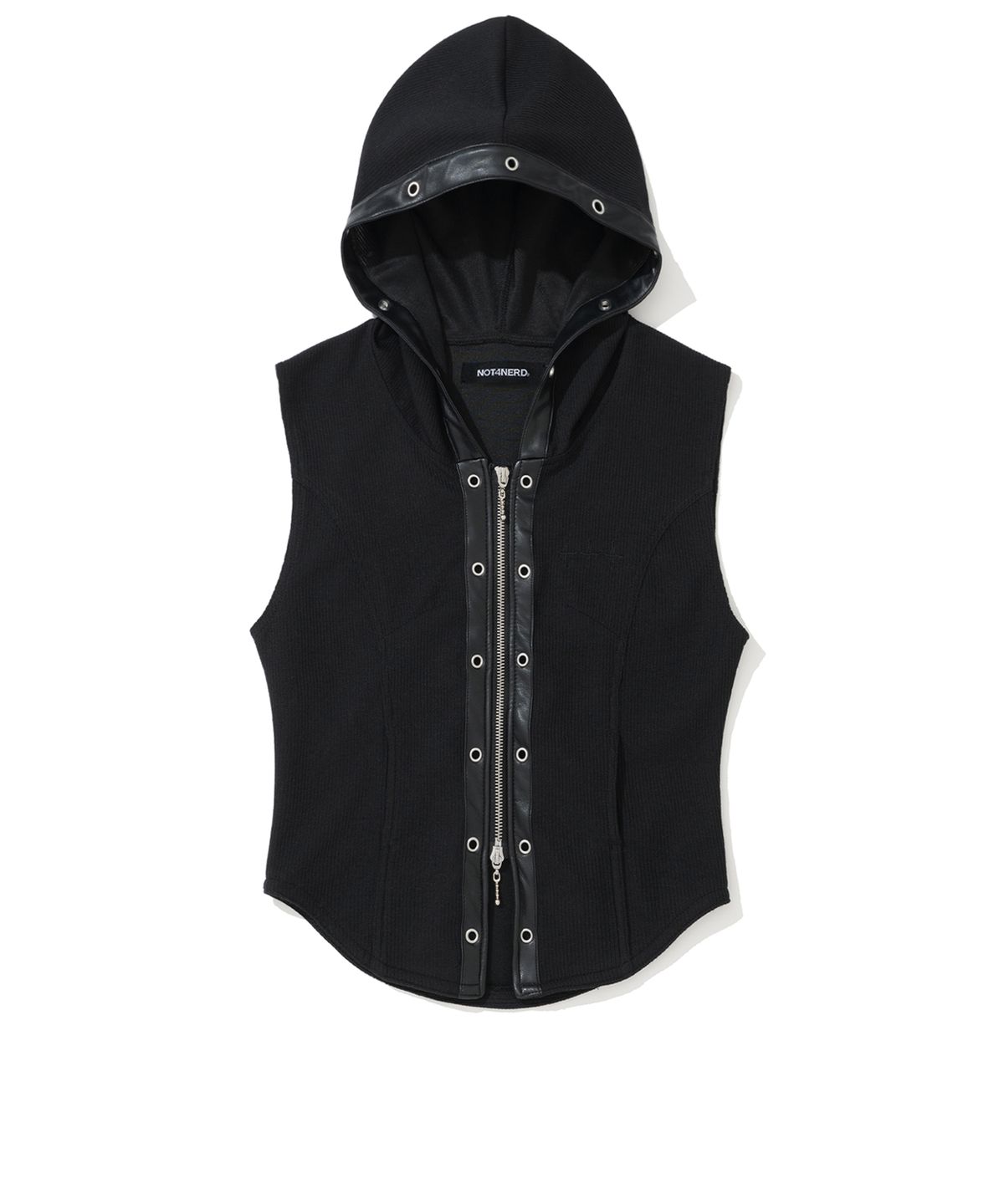 낫포너드(NOT4NERD) W Eyelet Contrast Hood Vest - Black