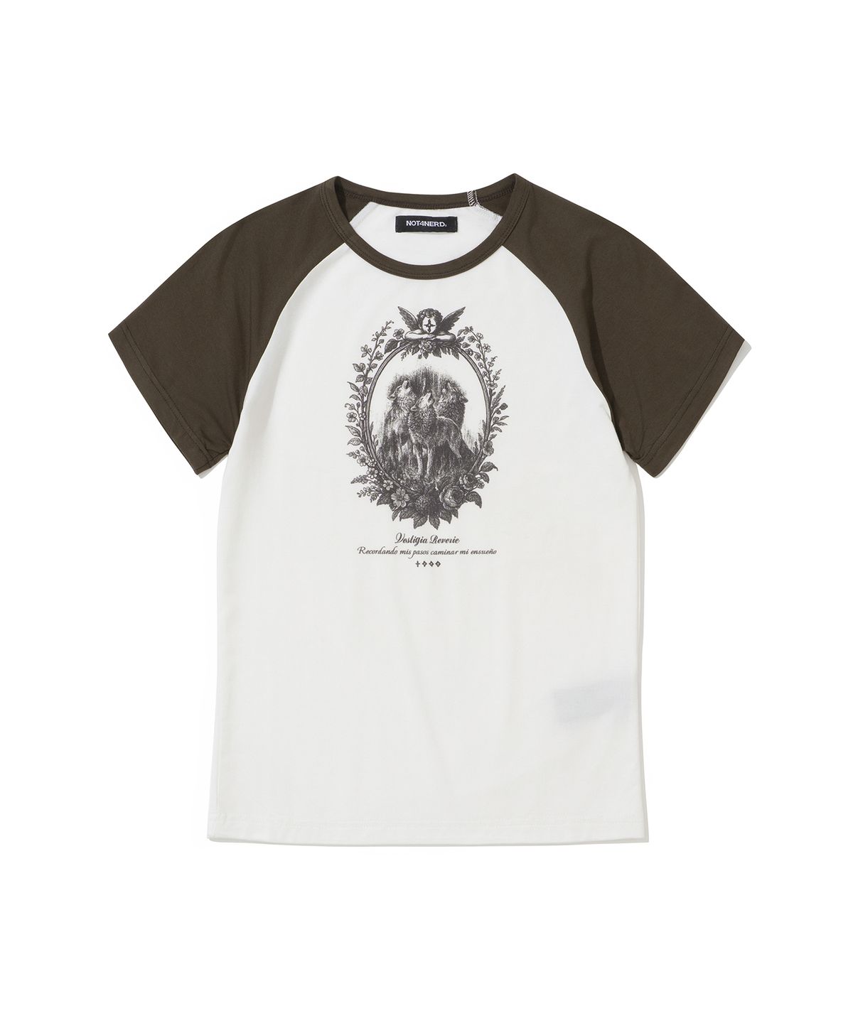 낫포너드(NOT4NERD) W Howling Wolves Raglan T-Shirts - Ivory
