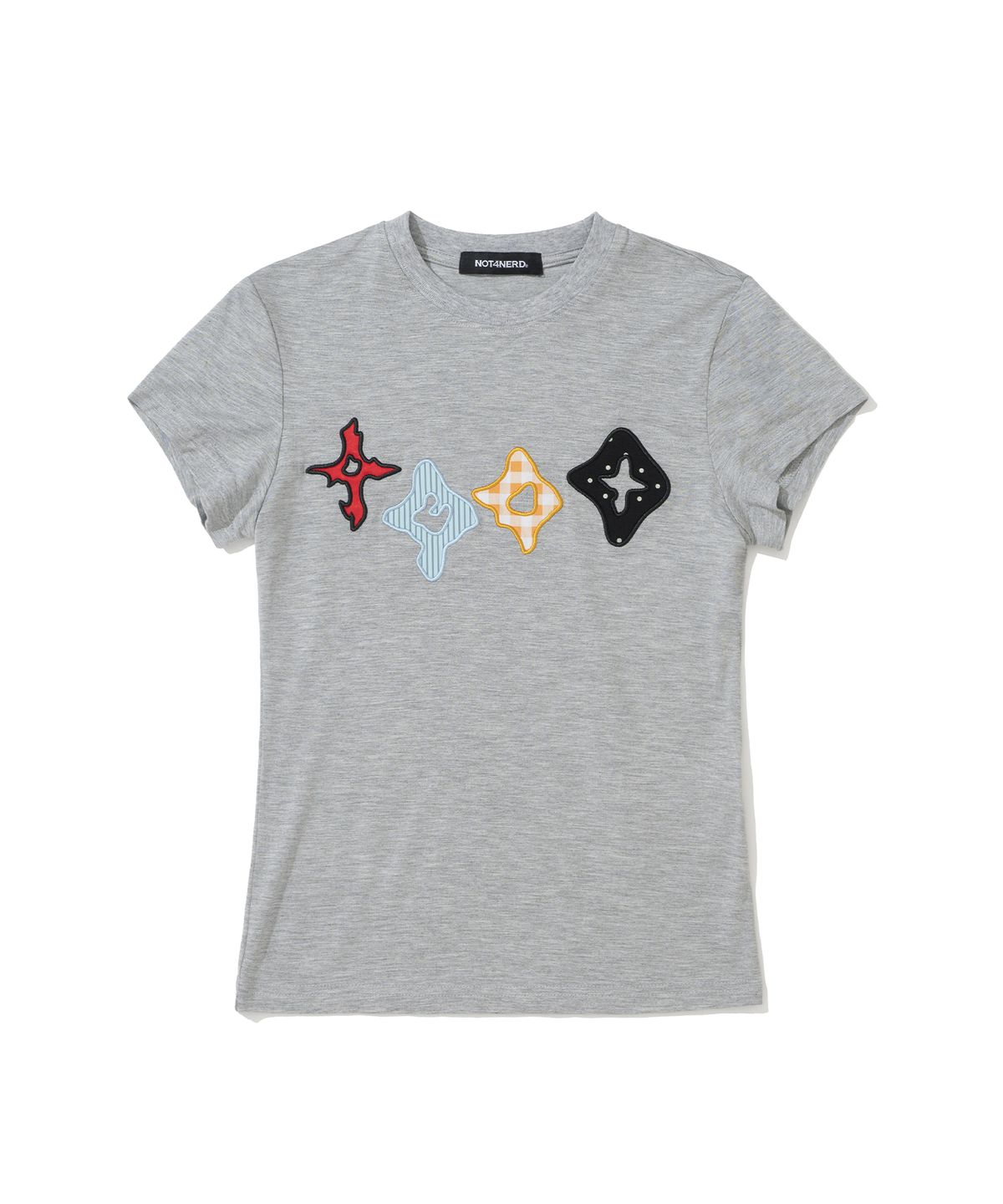 낫포너드(NOT4NERD) W Symbol Sequence Applique T-Shirts - Grey