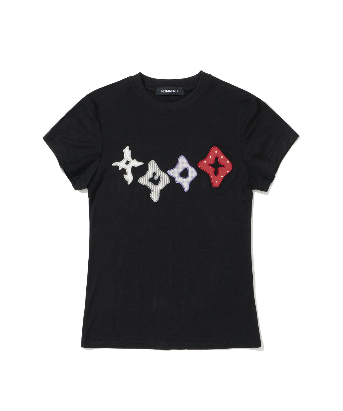 낫포너드(NOT4NERD) W Symbol Sequence Applique T-Shirts - Black
