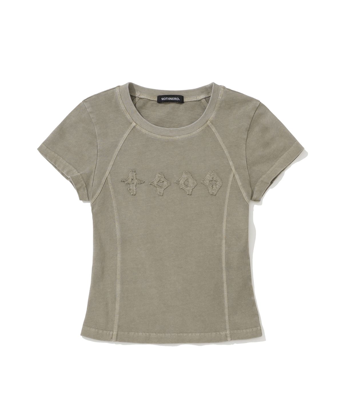 낫포너드(NOT4NERD) W Symbol Sequence Incision Pigment T-Shirts - Beige